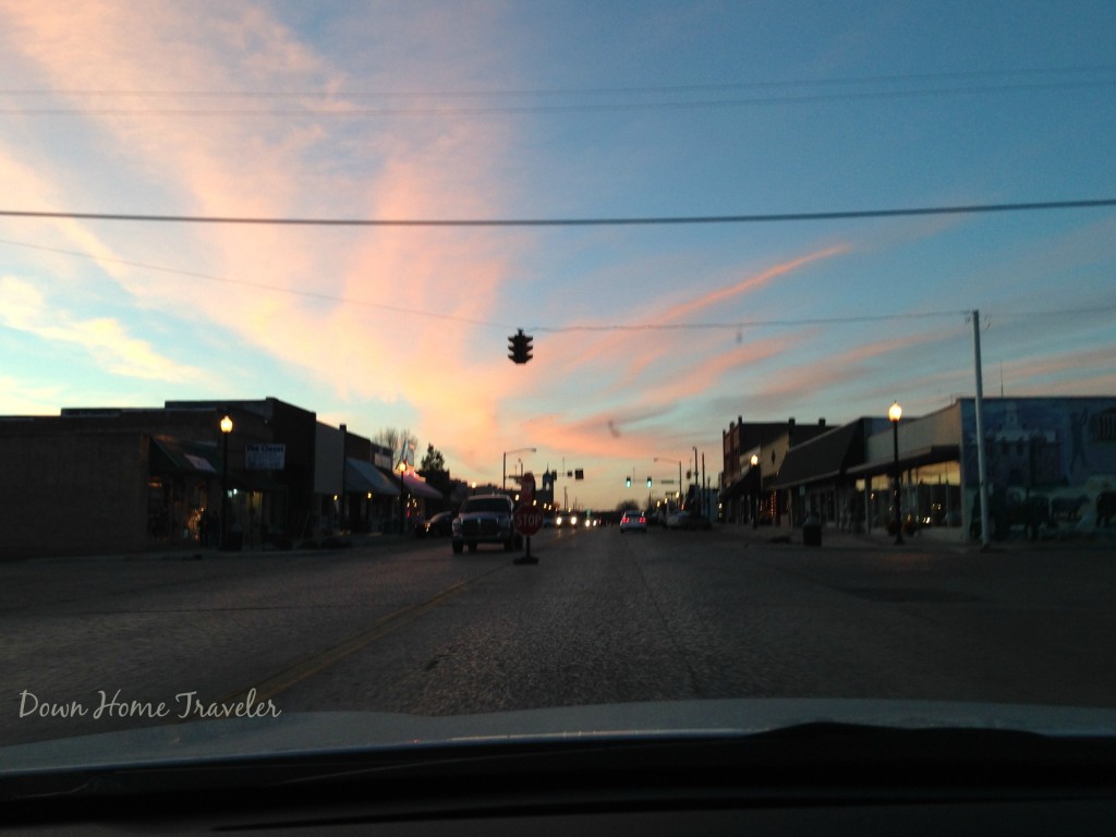 Tishomingo, Oklahoma, downtown, sunset