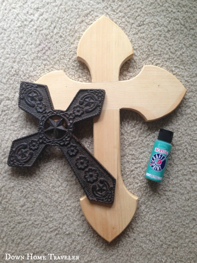 Craft, tourquoise cross, wooden cross, southern cross, texas decor