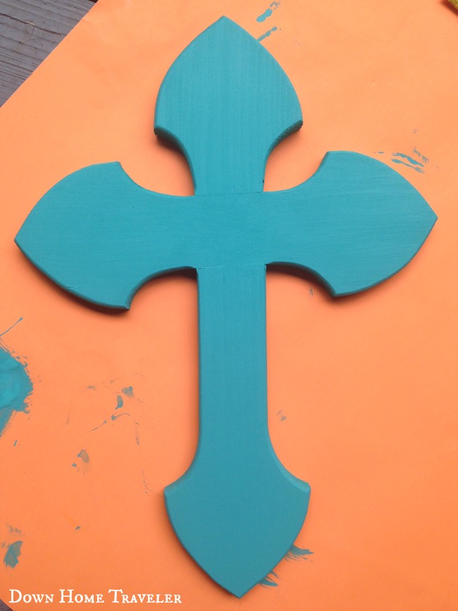 Craft, tourquoise cross, wooden cross, southern cross, texas decor